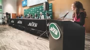 Over 75 New Jersey high school teams kicked of the 2025 girls flag football season by taking part in the the New York Jets second annual Girls High School Flag Football Media Day at MetLife Stadium.
