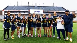 As girls' flag high school football continues to grow in Massachusetts, the New England Patriots held a state championship by inviting eight of the top teams from around the state to Alumni Stadium on the campus of Boston College.
