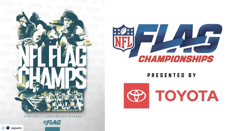 The Jacksonville Jaguars Elite 14U team is celebrating a perfect weekend at the 2025 NFL Flag Championships in Canton, Ohio.