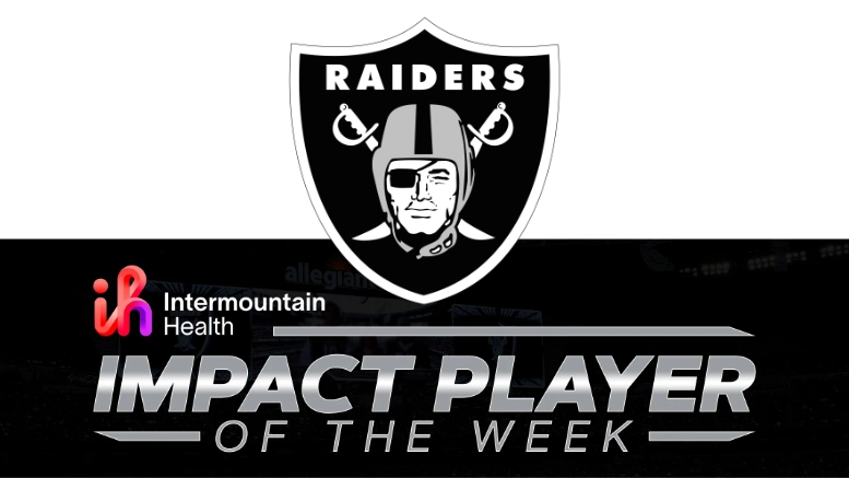 Each week, the National Football League's Las Vegas Raiders salute a different youth football player (flag and tackle) from Nevada and Utah area as their Intermountain Health Impact Player of the Week.